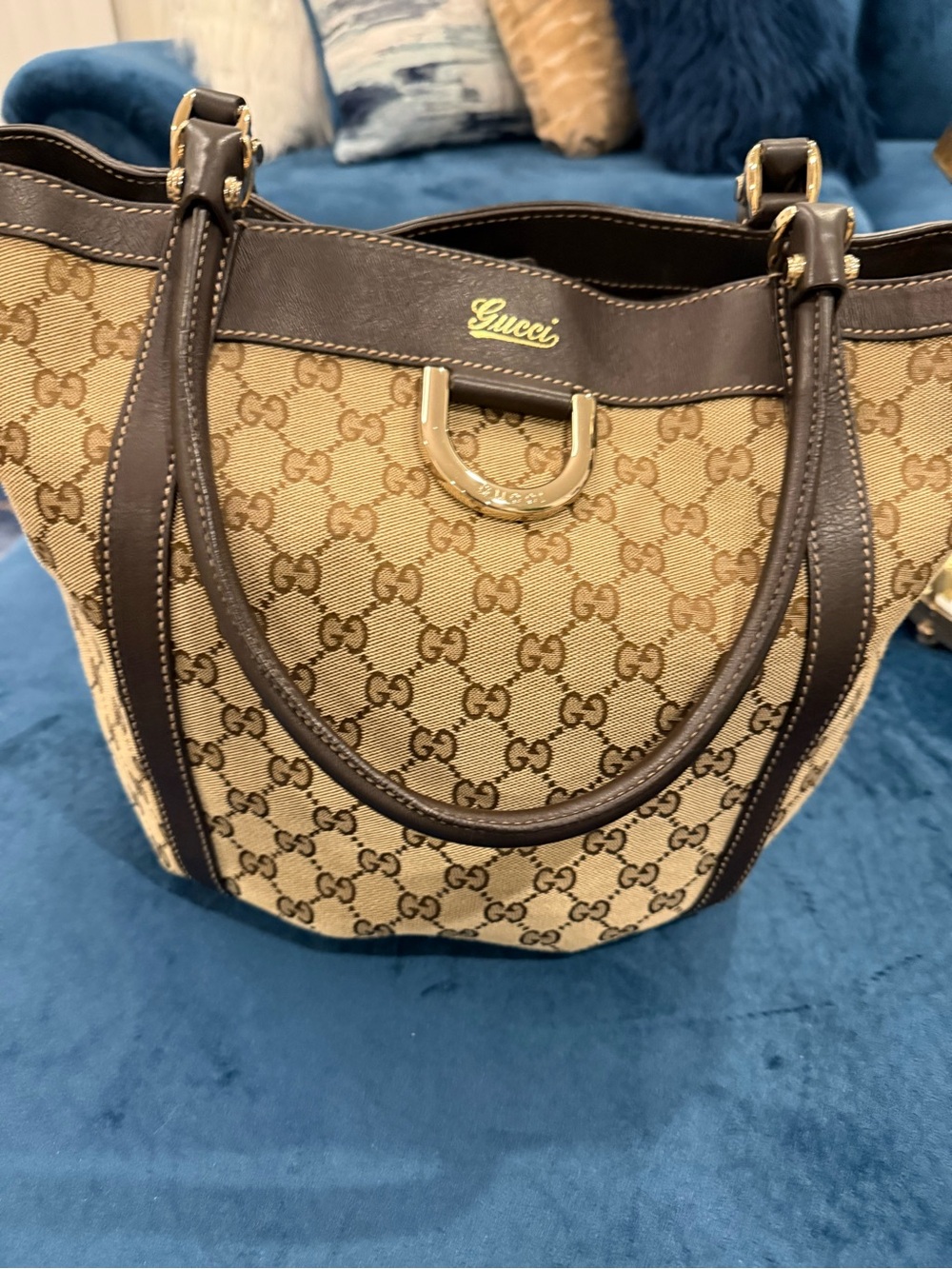 Gucci Brown GG Canvas and Dark Brown Leather Tote